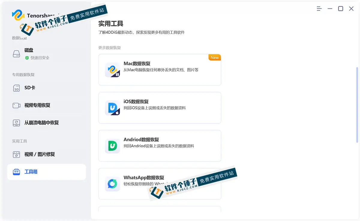 电脑端 数据恢复及修复软件 Tenorshare 4DDiG v10.6.1.1 注册激活版【软件个锤子·R2861】