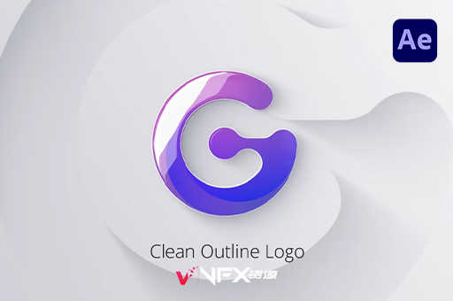 [AE模板] 干净简洁3D LOGO标志片头动画 Clean Shadow Outline Logo