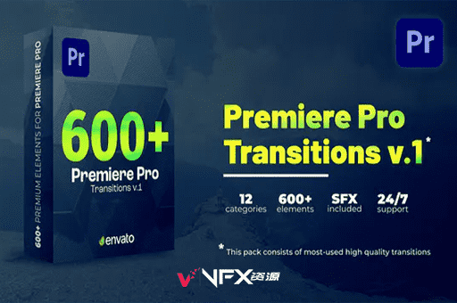 [PR模板] 600个视频转场过渡预设 Transitions for Premiere Pro