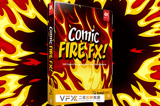 [特效素材] 152个二维卡通动漫火焰燃烧素材（含AE模板） BusyBoxx V06 Comic Fire FX