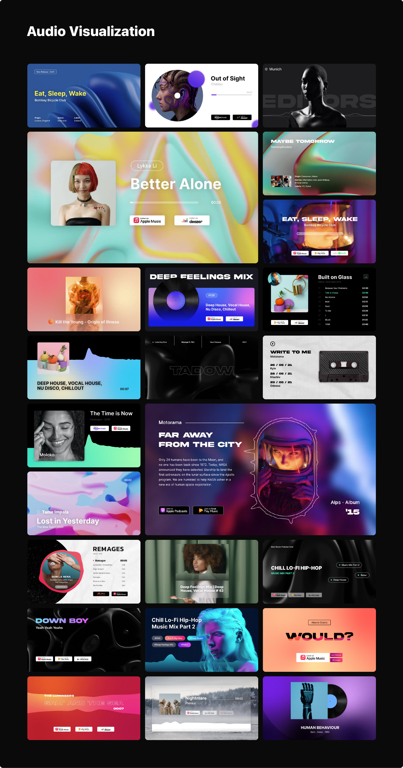 [AE脚本] 380种音频可视化海报封面歌词标题图形动画预设 Audio Visual Kit V1.1修复版