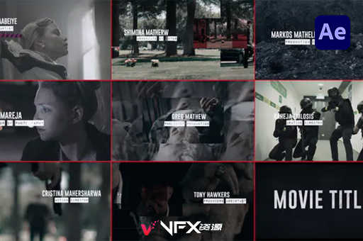 [AE模板] 复古电影标题犯罪侦探开场白宣传片头 Movie Title Film Credits