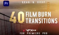[PR模板] 40种唯美复古光晕电影燃烧转场动画 Film Burn Transitions – Premiere Pro