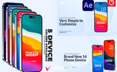 [AE模板] 三维手机界面APP应用展示介绍动画 Phone 14 Pro Device Mockup