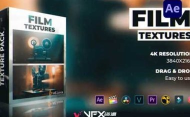 [AE模板/视频素材] 旧电影胶片闪烁灼烧颗粒刮痕特效动画 Film Textures