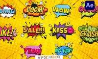 [AE模板] 10种卡通漫画风格综艺爆炸泡泡标题展示 Comic Bubbles | Editable Cartoon Titles
