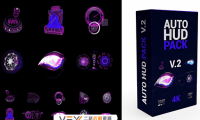 [AE模板] 11个创意朋克汽车主题HUD全息3D动画素材 HUD Pack Vol 02