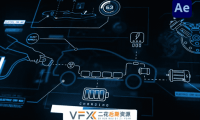 [AE模板] 200种科技感汽车UI界面图标HUD动画 Electric Car HUD
