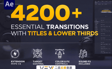 [AE脚本] 4200种摄像机扭曲信号损坏笔刷水墨视频转场文字标题字幕预设 Transitions V3.0