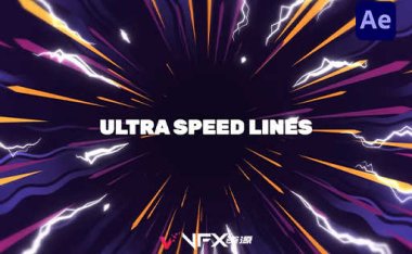 [AE模板] 二维动漫卡通能量速度线条背景动画 Ultra Speed Lines