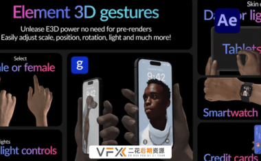 [AE模板] 5种手机设备界面触控缩放点击滑动手势动画 Real Hand Gestures