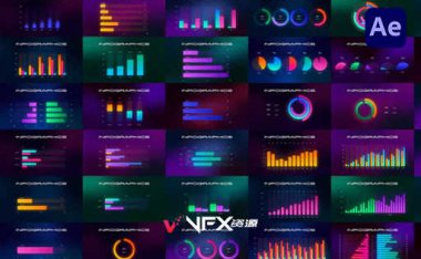 [AE模板] 73组数据分析统计信息图表曲线饼状图柱状图UI动画素材 Moonlight infographics