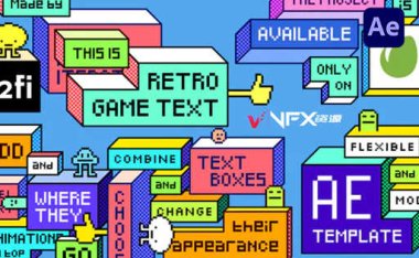 [AE模板] 创意卡通游戏文字标题动画 Retro Game Text