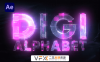 [AE模板] 科技赛博朋克风格字母数字动画工具包 Techno Digital Animated Alphabet