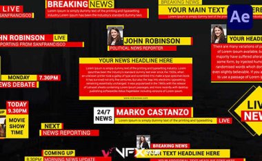 [AE模板] 广播新闻电视节目字幕条标题动画 News Broadcast Lower Thirds