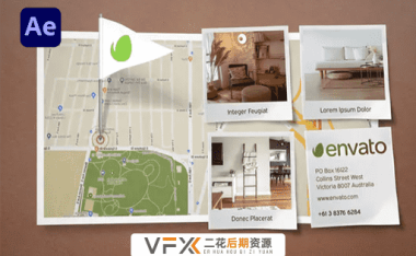 [AE模板] 地图位置标点图片展示动画 MAP