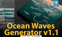 [3DS MAX插件] 流体海浪生成器 Ocean Waves Generator V1.1 中文汉化版 支持Win