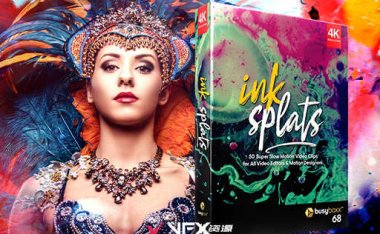 [特效素材] 50个彩色水墨滴落飞溅散开特效合成动画 BBV68 Ink Splats