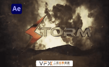 [AE模板] 电影logo标志震撼闪电风暴中入场展示