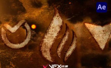 [AE模板] 风暴风沙粒子飘散LOGO标志展示动画 Sand Logo