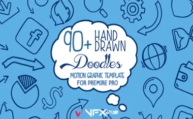 [PR模板] 90种涂鸦手绘线条图标动画 Hand Drawn Doodle Pack Mogrt