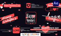 [AE模板] 8种情人节爱心标题字幕条动画 Valentine’s Lower Thirds