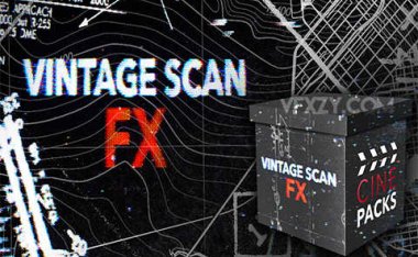 [特效素材] 150个复古扫描失真故障图形动画4K视频 CinePacks Vintage Scan FX
