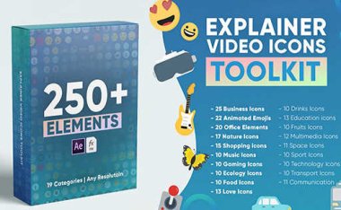 [AE模板] 250组扁平化卡通图标动画包 Explainer Video Icons Toolkit