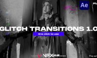 [AE模板] 视频画面故障扭曲的转场切换特效 Glitch Transitions