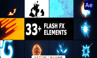 [AE模板] 33种动漫卡通手绘能量电流火焰MG动画 Flash FX Overlay Pack