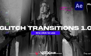 [AE模板] 视频画面故障扭曲的转场切换特效 Glitch Transitions