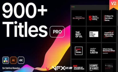 [达芬奇模板] 474组文字标题字幕信号损坏时尚呼叫指示线排版动画 Titles Pro DaVinci Resolve V2