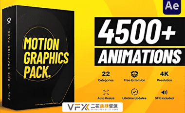 [AE脚本] 4500组社交媒体文字标题排版设计信息数据字幕转场动画元素包 Graphics Pack