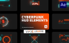 [AE模板] 32个未来赛博朋克HUD元素动画 Cyberpunk HUD Elements