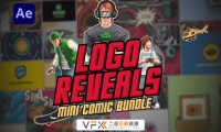 [AE/PR模板] 卡通动漫转场字幕条工具包 Mini Comic Bundle – Logo Reveals