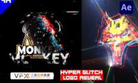 [AE模板] 4K霓虹灯发光故障标志LOGO标志展示 Hyper Glitch Logo Reveal 支持CC+