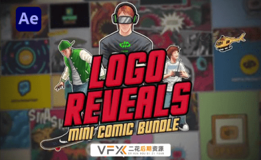[AE/PR模板] 卡通动漫转场字幕条工具包 Mini Comic Bundle – Logo Reveals
