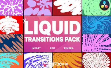 [达芬奇模板] 卡通液体遮罩过渡转场预设 Liquid Transitions DaVinci Resolve