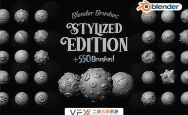 [Blender笔刷预设] 550组风格化雕刻笔刷预设 ArtStation – 550+ Blender Brushes Stylized Edition 含4K Alpha纹理