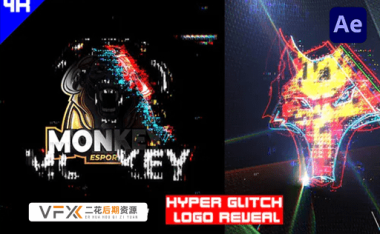 [AE模板] 4K霓虹灯发光故障标志LOGO标志展示 Hyper Glitch Logo Reveal 支持CC+