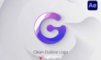 [AE模板] 干净简洁3D LOGO标志片头动画 Clean Shadow Outline Logo
