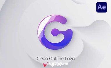 [AE模板] 干净简洁3D LOGO标志片头动画 Clean Shadow Outline Logo